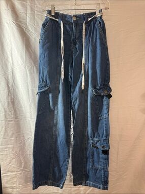 Five Star Blue Denim Cargo Pants with Utility Pockets